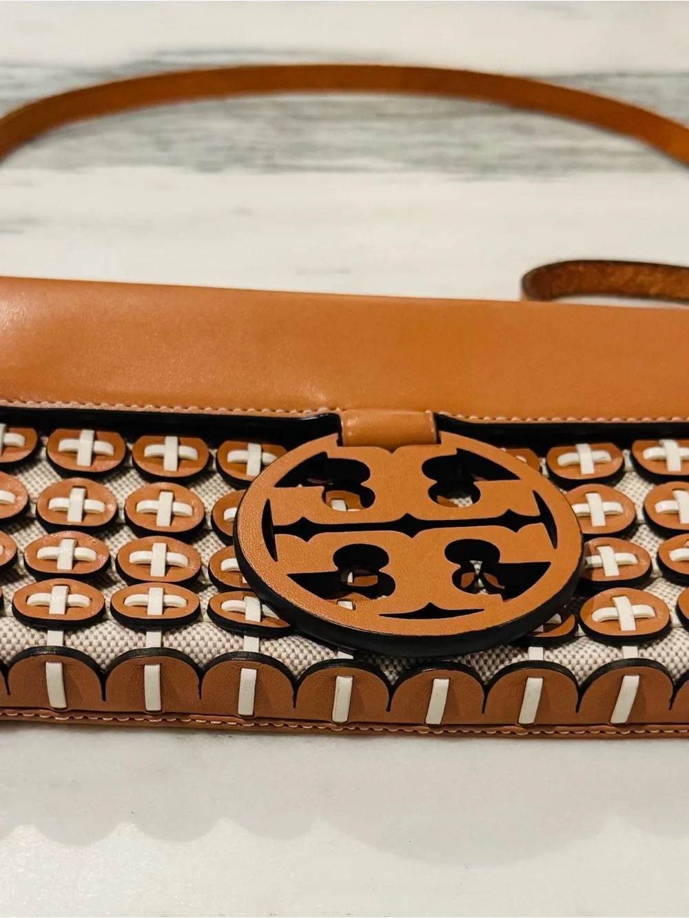 Tory Burch Leather Logo-Front Crossbody Bag